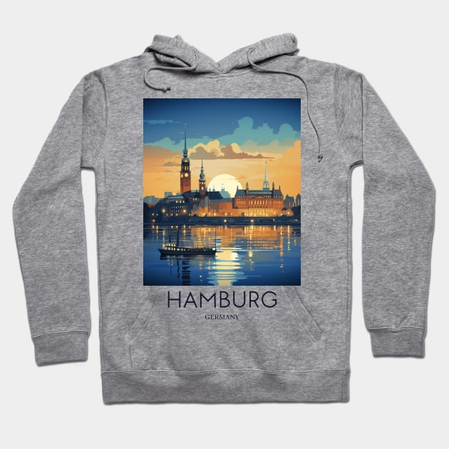 A Pop Art Travel Print of Hamburg - Germany Hoodie by Studio Red Koala